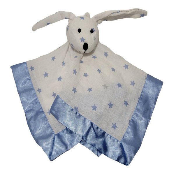aden + anais Toys Aden Anais Bunny Lovey Musy Mate Oh My Stars Security Blanket Blue Muslin